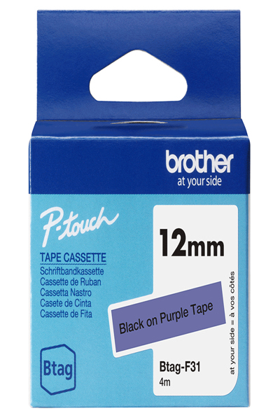 Brother BTAG-F31 - Black on purple - BTAGF31
