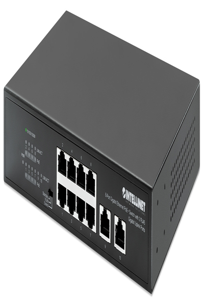 Intellinet 8-portars Gigabit Ethernet PoE+-switch med 2 RJ45 Gigabit Uplink-portar - 561402