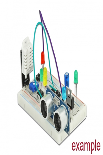 Delock Experimental Breadboard 630/200 contacts - Plastic - White - 55 mm - 165 mm - 9 mm - Box - 18313