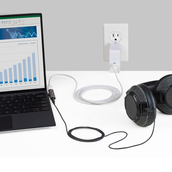 USB C Audio & Charge Adapter, USB-C Audio Adapter w/ 3.5mm TRRS Headphone/Headset Jack and 60W USB Type-C Power Delivery Pass-through Cha - CDP235APDM