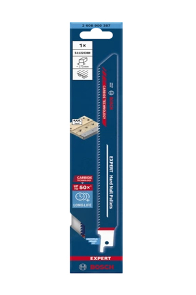 Bosch 2 608 900 387 - Sabre saw blade - Wood with nails - Carbide - Blue - 3 mm - 22.5 cm