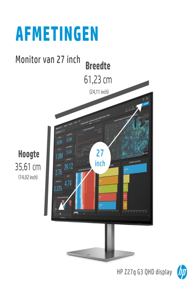 HP Z27q G3 QHD - 68.6 cm (27") - 2566 x 1440 pixels - Quad HD - LED - 5 ms - Silver - 1C4Z7AA