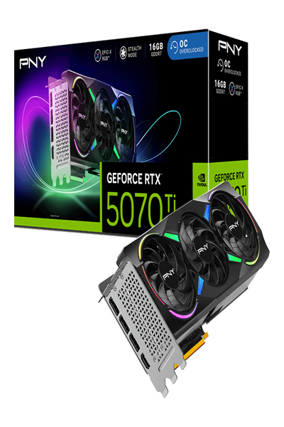 PNY GeForce RTX 5070Ti 16GB ARGB Overclocked Triple Fan - Graphics card - VCG5070T16TFXXPB1-O