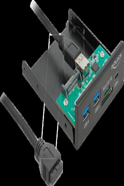 Delock Kortläsare - 3,5" (MMC, SD, miniSD, RS-MMC, TransFlash, MMCmobile, microSD, MMCmicro, SDHC, miniSDHC, microSDHC, SDXC, MMC II) - 64058