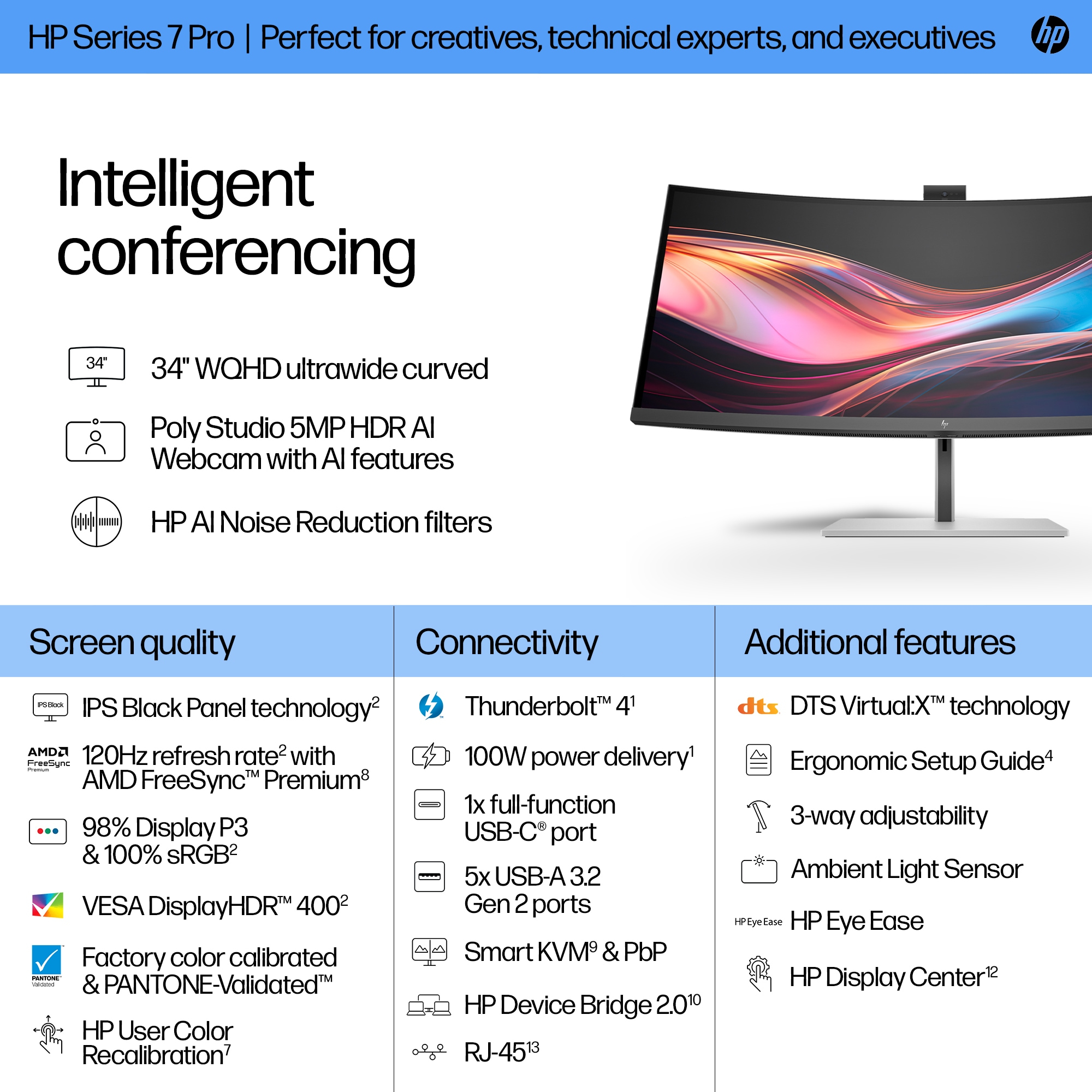 HP 734pm - Series 7 Pro - Curved  LED monitor 34" - 8K157AA#ABB