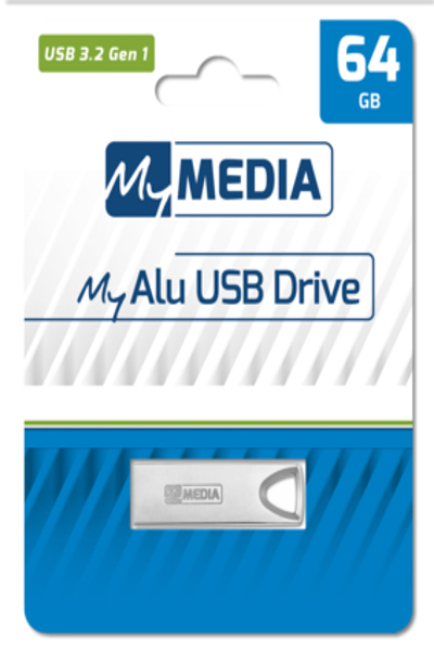 Verbatim MyMedia MyAlu USB 3.2 Gen 1 - 64 GB - USB Type-A - 3.2 Gen 1 (3.1 Gen 1) - 80 MB/s - Capless - Silver - 69277