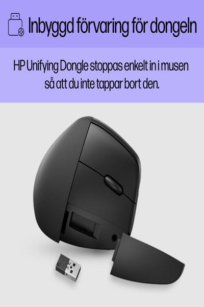 HP 920 Ergonomic Wireless Mouse: Right-hand, Vertical Design, 4000 DPI - 6H1A4AA
