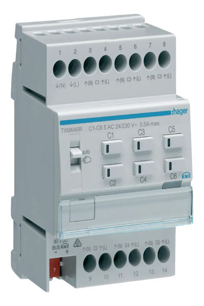 Hager TXM646R 6-Way Heating Actuator KNX Easy