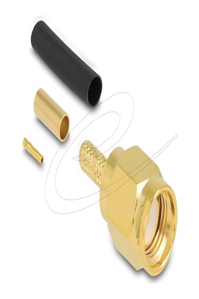 Delock SMA socket for crimping RG-174 RG-316 with matching heat shrink tubing
