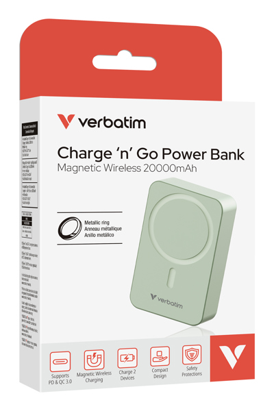 Verbatim Essential Power Bank magn.wirel. 20000mAh grÃƒÂ¼n 32224 - 32224