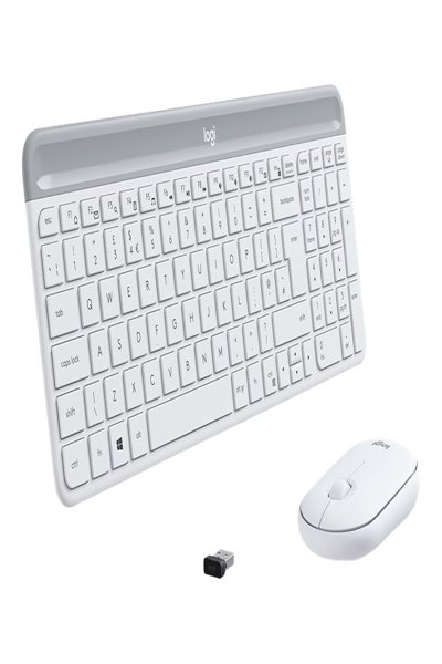 Logitech Slim Wireless Combo MK470 - Full-size (100%) - Wireless - RF Wireless - QWERTY - White - Mouse included - 920-009203