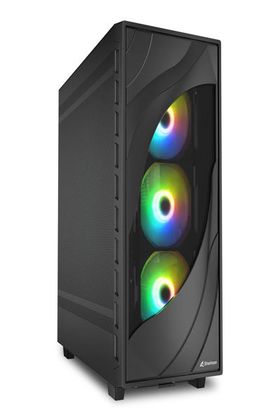 Sharkoon REBEL C80M RGB, Midi-Tower, PC, Svart, ATX, micro ATX, Mini-ITX, Metall, Gaming - 4044951041145