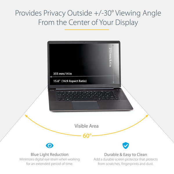 StarTech Laptop Privacy Screen for 38.10cm (15") Notebook - Removable Magnetic Laptop Security Filter - Blue Light Reducing - Matte/Glossy - Privacy filter for notebook - magnetic - 38.1 cm (15") - transparent - PRIVSCNLT15