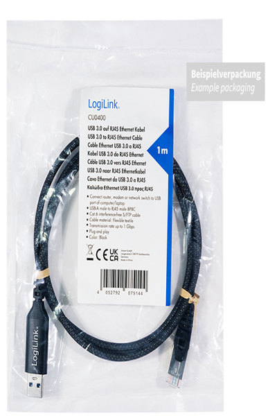 LogiLink CU0405 7.5m Cat6 S/FTP RJ-45 cable black - CU0405