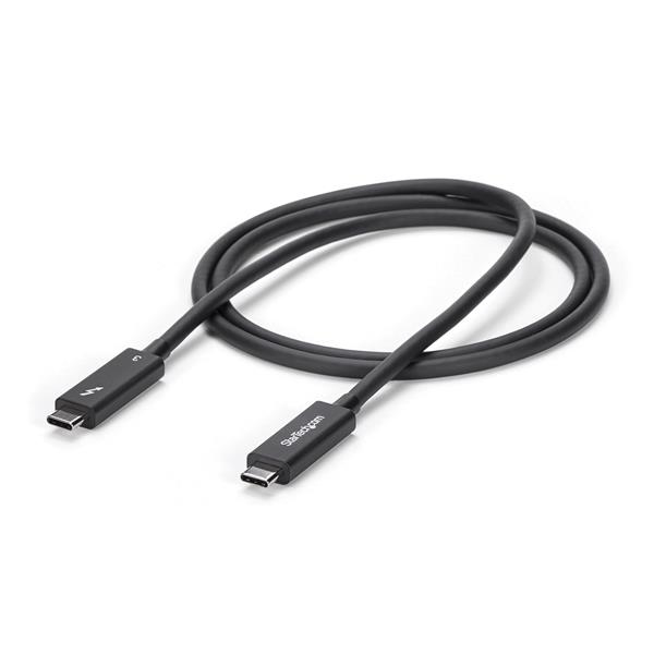 StarTech 3 ft. (1 m) Thunderbolt 3 Cable with 100W Power Delivery - 40Gbps - Male - Male - 1 m - Black - Nickel - 40 Gbit/s - TBLT3MM1MA