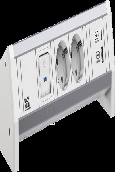 Bachmann DESK 2xCEE7/3 1xSchalter 1xUSB AC