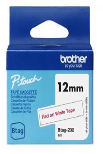 Brother BTAG-232 - Röd på vit - BTAG232
