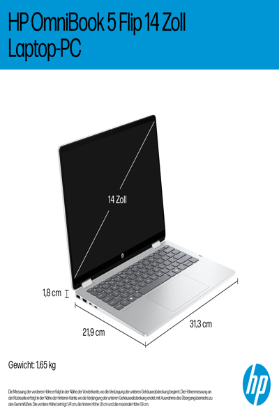 HP OmniBook 5 Flip 14-fp0153ng: Intel Core i5, 14-inch Convertible - BD1G9EA