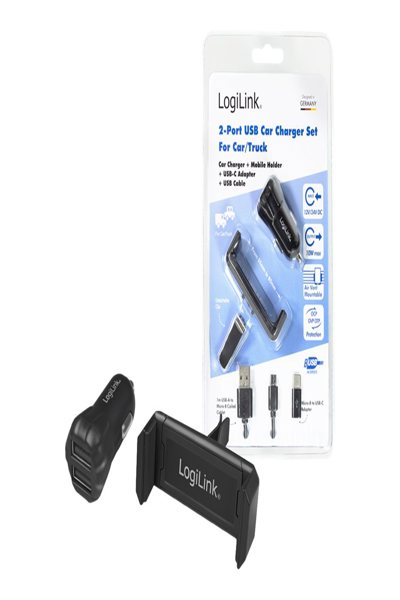 LogiLink USB Billaddare + Smartphone Mount Set - PA0203