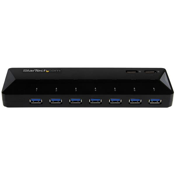 StarTech 7 Port USB 3.0 Hub plus dedicated charging port - 2 x 2.4A port - Desktop hub and fast charging station - USB switch for sharing peripherals - 7 ports - ST93007U2C