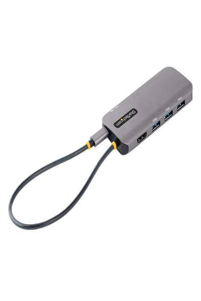 StarTech.com USB C multiportadapter, 4K 60Hz HDMI-video, 3-portars 5Gbps USB-A 3.2-hubb, 100W strömförsörjning, GbE, USB Type-C mini-resedock med laddning, 12 tum/30 cm kabel - 127B-USBC-MULTIPORT