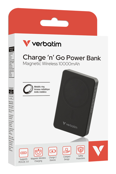Verbatim Essential Power Bank magn.wirel. schw. 32227 - Rechargable Battery - 32227