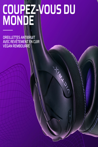 PDP Victrix Gambit Wireless Gaming Headset - Wired & Wireless - 20 - 20000 Hz - Gaming - 301 g - Headset - Black - Purple - 052-003-EU