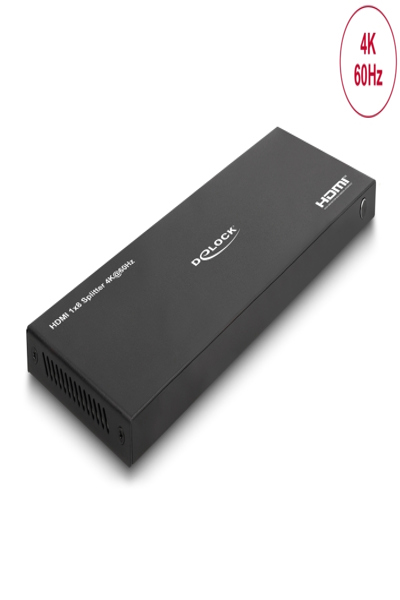 Delock HDMI-splitter 1 x HDMI-ingång till 8 x HDMI-utgång 4K 60 Hz med downscaler - 18654