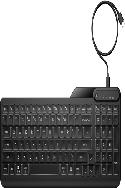 HP 405 Multi-Device Backlit Wired Keyboard: USB-C - 7N7C1AA