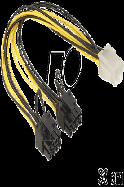 Delock Strömkabel - 8-pins PCIe-ström (6+2) (hane) till 6-pins PCIe-ström (hona) - 83433