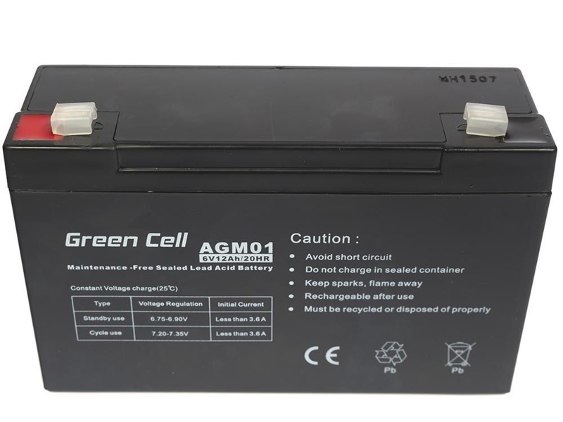 AGM battery 6V 12Ah - Battery - 12,000 mAh sealed lead acid (VRLA) - AGM01