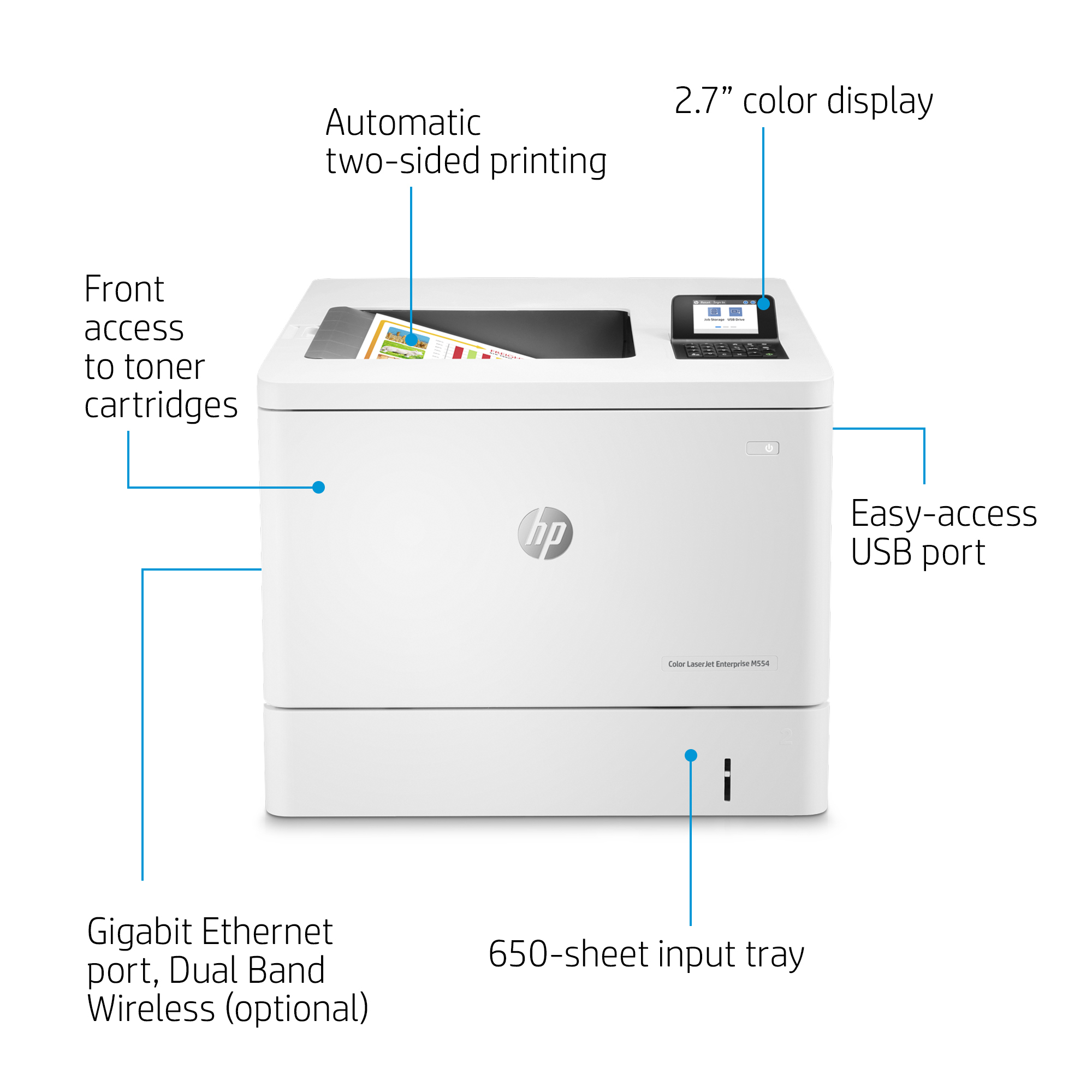 HP Color LaserJet Enterprise M554dn Printer - 7ZU81A