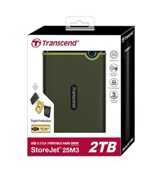 Transcend StoreJet 25M3 - Hard Drive 2 TB External (Portable) - TS2TSJ25M3G