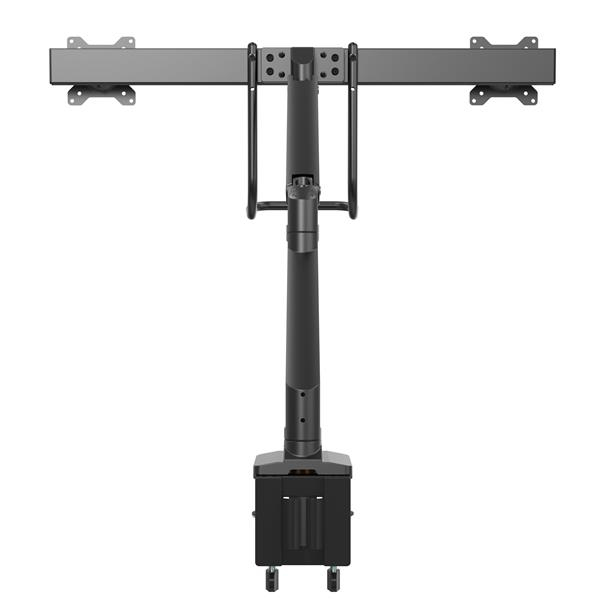 StarTech ARMSLMBARDUO monitor mount (dual monitor, synchronized height adjustment, desk clamp, VESA) - desk mount for 2 monitors (adjustable arm) - sturdy steel - black - screen size: 43.2-81.3 cm (17"-32") - ARMSLMBARDUO