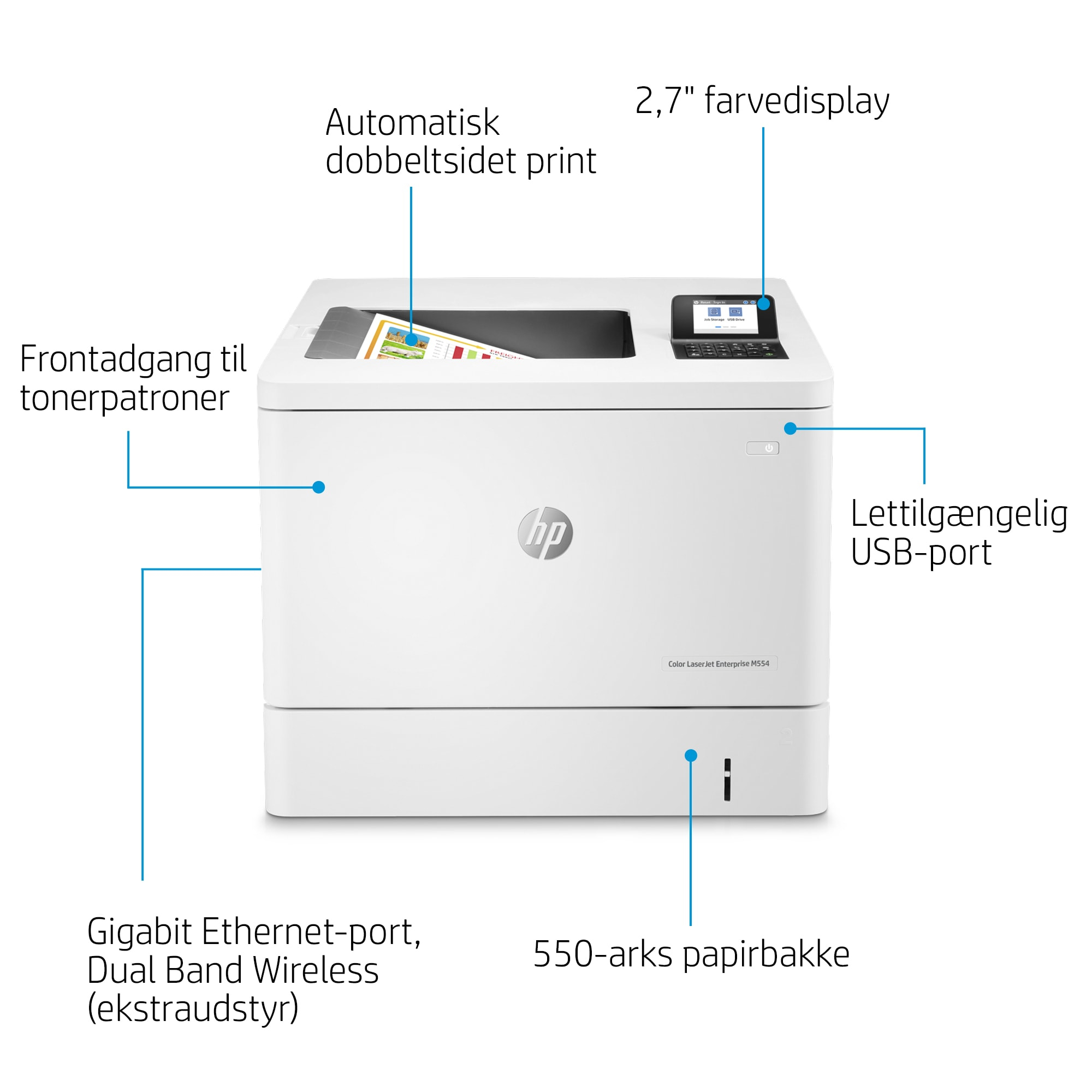 HP Color LaserJet Enterprise M554dn Printer - 7ZU81A
