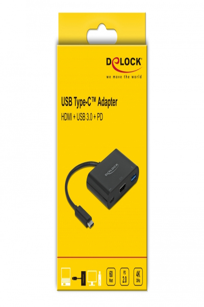 Delock 64091 - USB 3.2 Gen 1 (3.1 Gen 1) Type-C - 60 W - Black - HDMI - USB 3.2 Gen 1 (3.1 Gen 1) Type-A - USB 3.2 Gen 1 (3.1 Gen 1) Type-C - Plastic - China - 64091