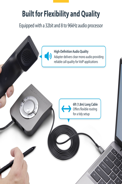 STARTECH USB-C TO RJ9 ADAPTER FOR HANDSET HEADSET - UR9-HEADSET-ADAPTER