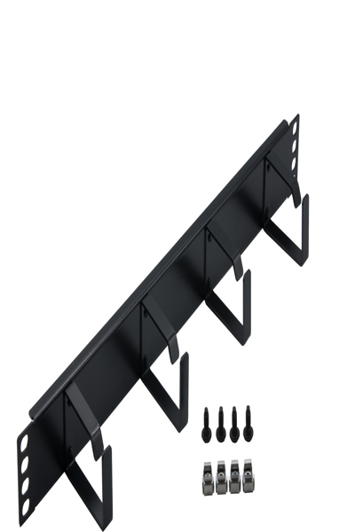Rockstable 1 U 19" 4 Way Cable Management - Cable management panel - Black - SPCC - Steel - 1U - 48.3 cm (19") - 483 mm