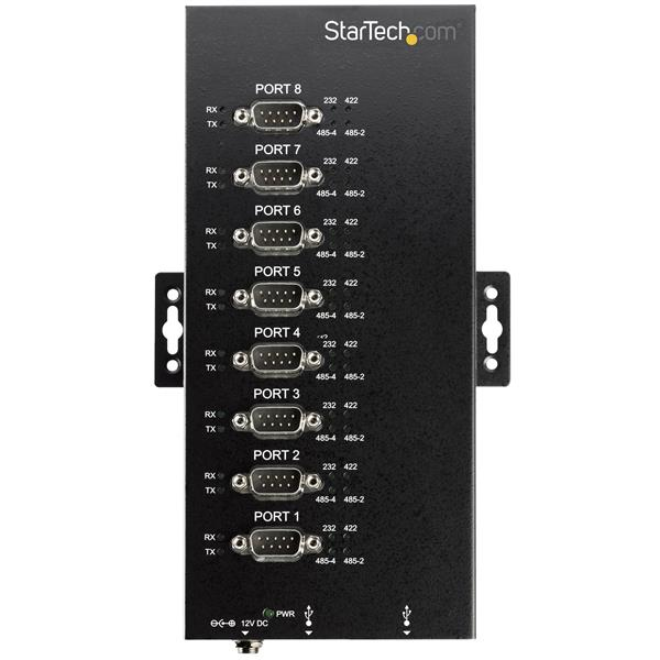 StarTech 8 Port Industrial USB to RS232/ 422/ 485 Serial Adapter - 15kv ESD Protection - USB to Serial Adapter - Serial Adapter - USB 2.0 - RS-232/422/485 x 8 - Black - ICUSB234858I
