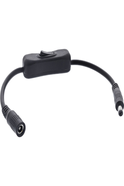 Câble CC en ligne avec interrupteur - CC mâle/femelle 5,5 x 2,5 mm - AWG 18 - noir - 0,20 m