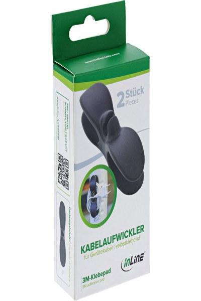 InLine Self-Adhesive Device Cable Winder 2-Pack Black