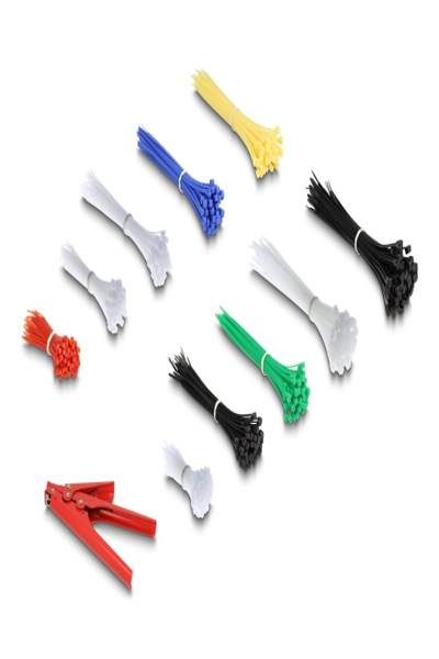 Delock Cable tie assortment box with cable tie installation tool 600 pieces assorted colours - Hook & loop cable tie - Metal - Plastic - Multicolour - 295 mm - 195 mm - 60 mm - 18640