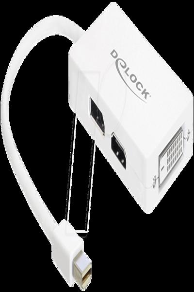 Delock Adapter - dubbel länk - Mini DisplayPort hane till DVI-D, HDMI, DisplayPort hona - 61768