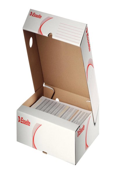 Esselte Leitz Archivschachteln A4 8cm weiss/rot 255x80x329 mm Karton 25 StÃƒÂ¼ck