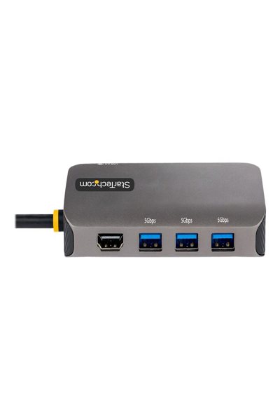 StarTech.com USB C multiportadapter, 4K 60Hz HDMI-video, 3-portars 5Gbps USB-A 3.2-hubb, 100W strömförsörjning, GbE, USB Type-C mini-resedock med laddning, 12 tum/30 cm kabel - 127B-USBC-MULTIPORT