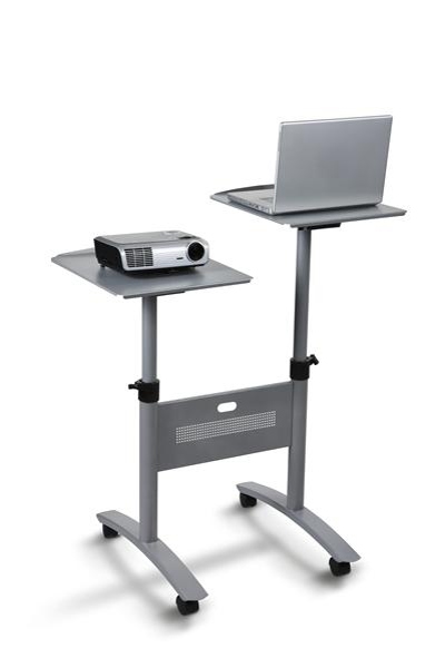Nobo Multimedia Projection Trolley - Twin Platform. Product type: Trolley, Brand compatibility: Any brand, Product colour: Grey. Maximum weight capacity: 10 kg, Package width: 725 mm, Package depth: 940 mm. Dimensions (WxDxH): 380 x 430 x 810 mm. Quantity per pack: 1 pc(s) - 1900791
