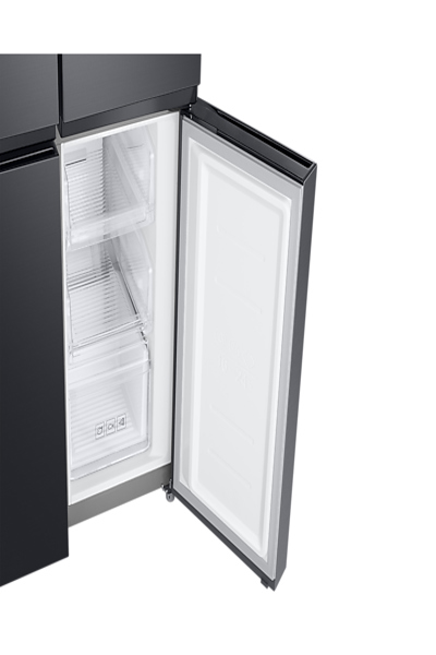 Samsung RF48A401EB4/EO, Freestanding, French door, Black, LED, On door, Tempered glass