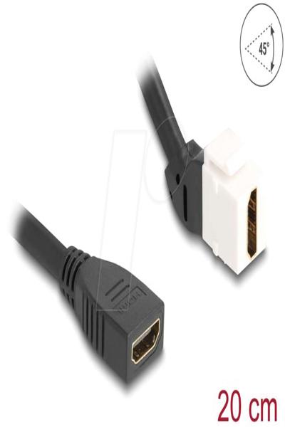 Câble HDMI Delock - HDMI femelle coudée, Keystone vers HDMI femelle