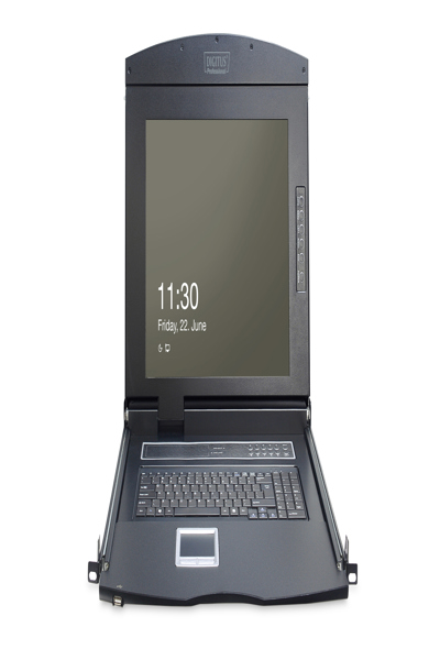 DIGITUS 17" LCD KVM Console, 8-Port VGA, US Keyboard - DS-72210-2US