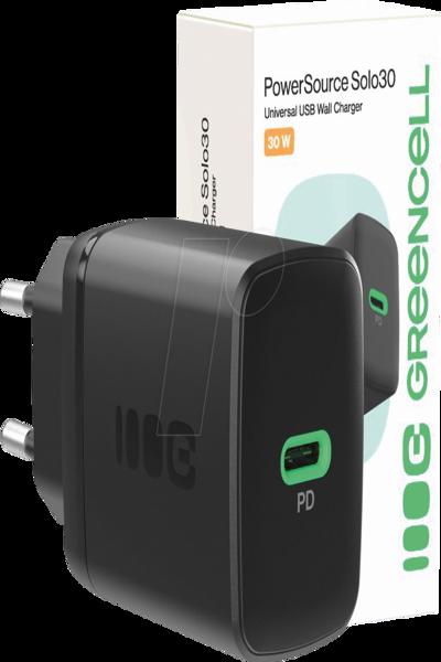 Chargeur USB Green Cell GC CHARB-30C-B 30 W Noir